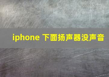 iphone 下面扬声器没声音